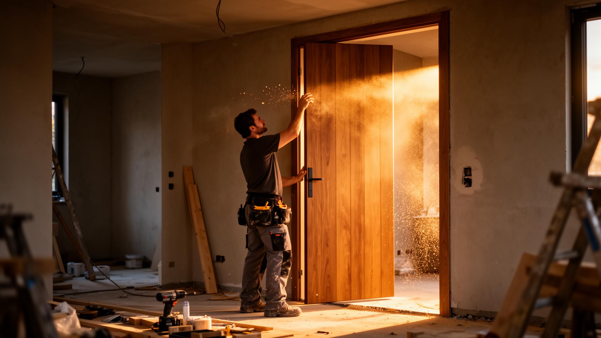 Custom wood door installation in a San Diego home remodel